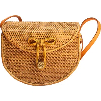Jelavu Sedna Handwoven Rattan Saddle Bag In Brown