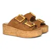 Jelavu Corkie Wedge Cork Sandals With Double Suede Strap In Brown
