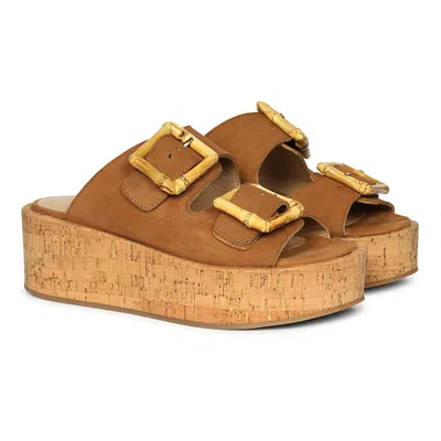 JELAVU WOMEN'S BROWN CORKIE - COGNAC SANDALS