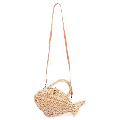 Jelavu Women's Neutrals  - Nemoo Rattan Fish Shaped Crossbody