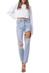 Jelly Jeans High-rise Distressed Tapered Jeans In Light Blue