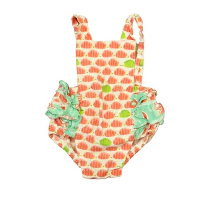 Jelly The Pug Kids'  Girls Pink White Aqua Romper In Multi