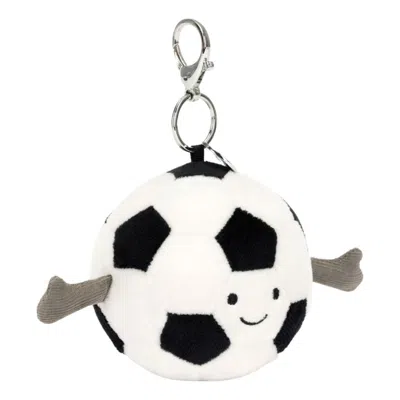 Jellycat Amuseables Sports Football Bag Charm 'black White' In Multi
