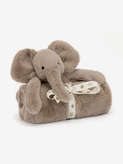 Jellycat Kids'  Baby Smudge Elephant Blankie In Grey