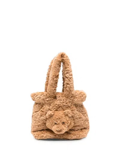 Jellycat Kids' Barnaby Bear Faux-fur Tote Bag In Brown
