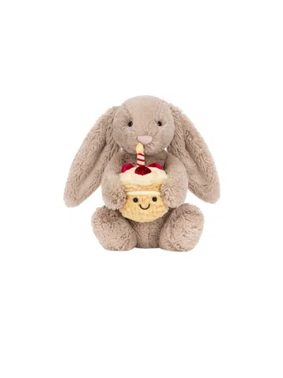 Jellycat Bashful Beige Bunny 'birthday' 31cm X 12cm X 9cm Peluches In Neutral