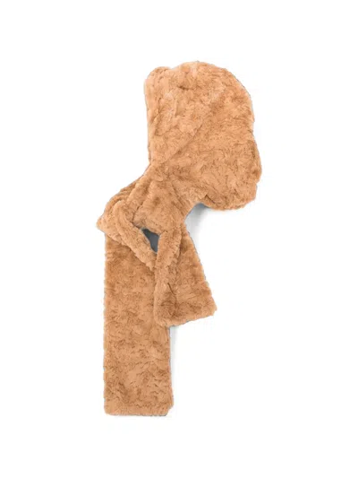 Jellycat Kids' Bear-motif Faux-fur Hood Hat In Neutrals