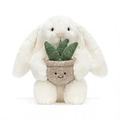 Jellycat Cream Bunny With Plant Soft Toy - Kids In White
