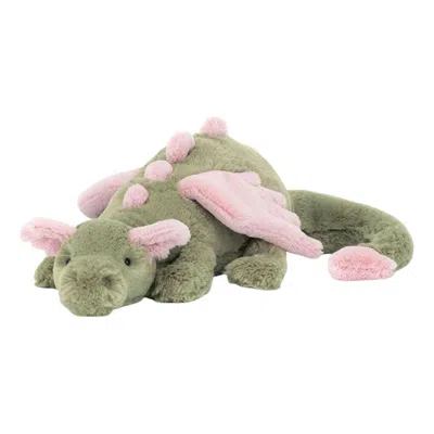 Jellycat Malachy Dragon Large Plush 'olive Green' In White