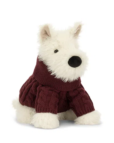 Jellycat Munro Scottie Dog Winter Jumper Outfit Plush - Ages 12m+ In Burgundy