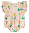 Jellymallow Baby Orange Flower Cotton Bodysuit In Beige