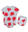 Jellymallow Baby Pomme Cotton Bodysuit And Bib Set In Blue