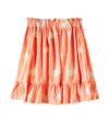 Jellymallow Duck Printed Ruffled Cotton Jersey Skirt In Orange