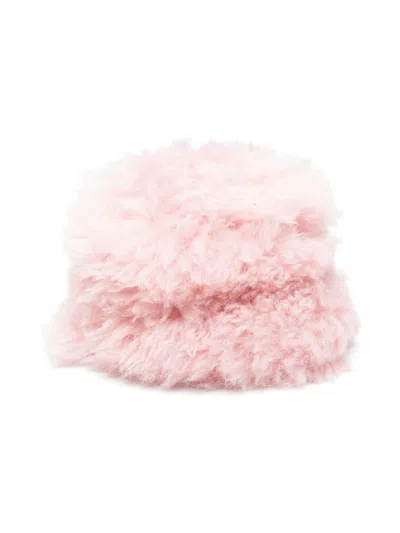 Jellymallow Kids' Faux-fur Bucket Hat In Pink