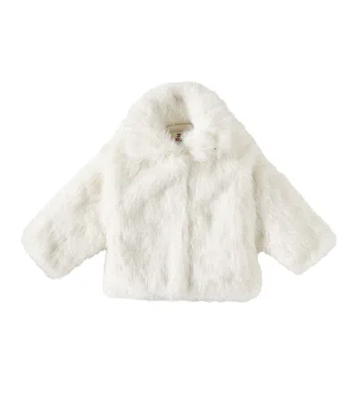 Jellymallow Kids' Faux Fur Jacket In White
