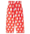 Jellymallow Floral Cotton Wide-leg Pants In Red