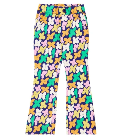 Jellymallow Kids' Flower Cotton-blend Pants In Navy