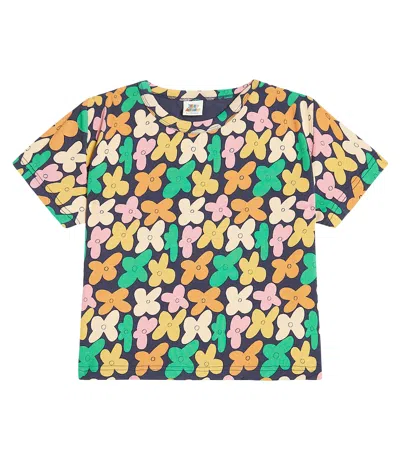 Jellymallow Kids' Flower Field Cotton-blend T-shirt In Navy