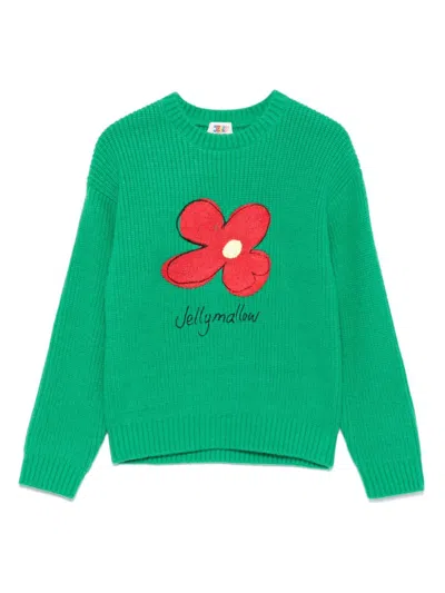 Jellymallow Kids' Flower Sweater In Green