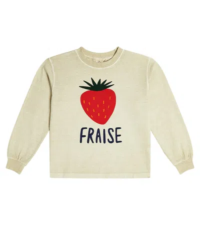 Jellymallow Kids' Fraise Printed Cotton T-shirt In Oatmeal