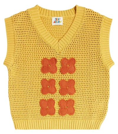 Jellymallow Kids' Fruit Intarsia Cotton Waistcoat In Yellow