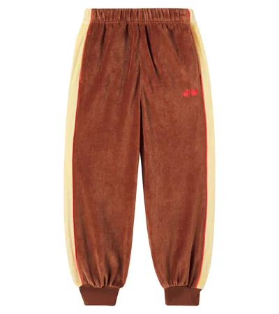 Jellymallow Kids' Happiness Cotton-blend Velvet Sweatpants In Brown
