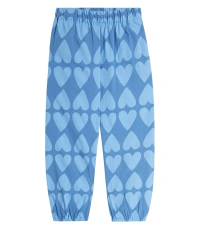 Jellymallow Kids' Heart Cotton Sweatpants In Blue