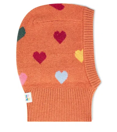 Jellymallow Kids' Heart Knitted Hood In Orange