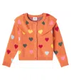 Jellymallow Heartblock Ruffled Cardigan In Orange