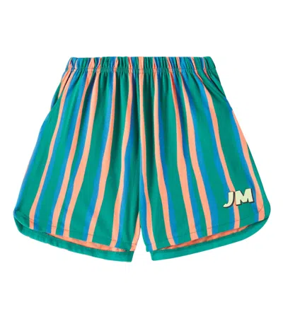 Jellymallow Kids' Jm Striped Cotton Shorts In Green