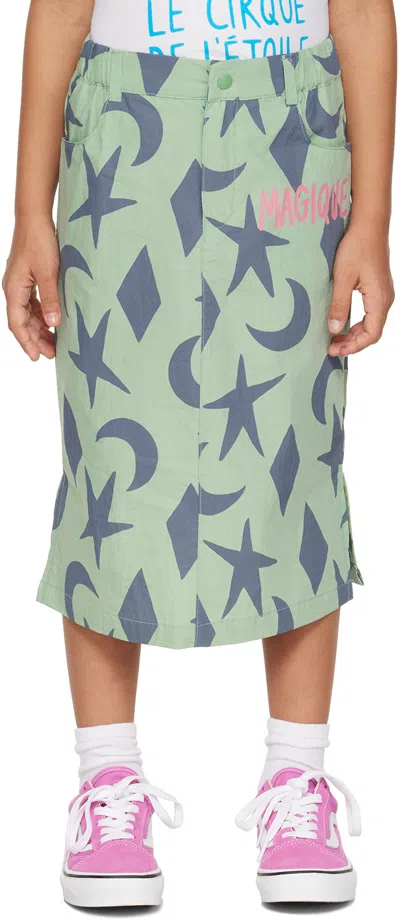 JELLYMALLOW KIDS GREEN 'MAGIQUE' MIDI SKIRT