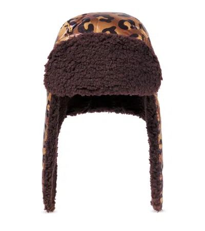 Jellymallow Kids' Logo Leopard-print Hat In Brown