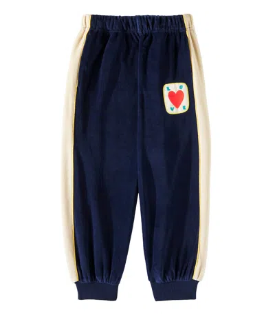 Jellymallow Kids' Love Cotton-blend Velour Sweatpants In Blue