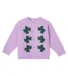Jellymallow Lucky Clover Bouclé Cardigan In Purple