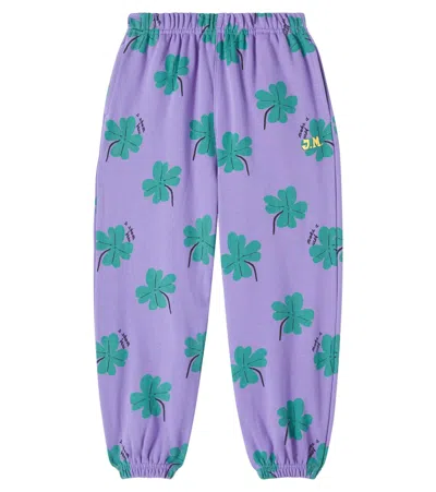 Jellymallow Kids' Lucky Clover Cotton Jersey Sweatpants In Green