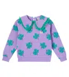 Jellymallow Lucky Clover Printed Ruffled Cotton Sweatshirt In Green