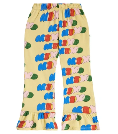 Jellymallow Kids' Momo Printed Ruffled Cotton Trousers In Off White