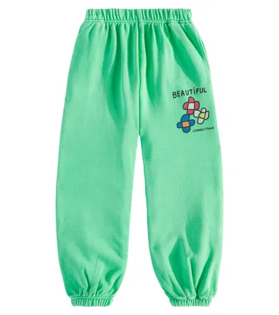 Jellymallow Kids' Printed Cotton Jersey Sweatpants In Green