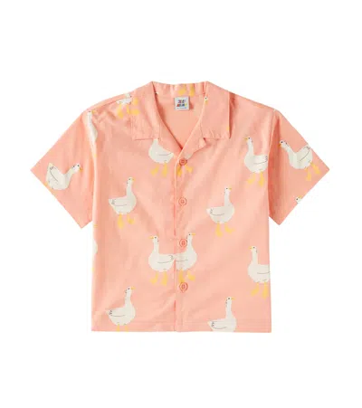 Jellymallow Kids' Printed Cotton Shirt In Coral