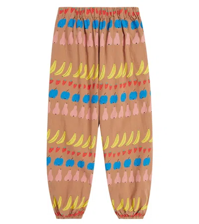 Jellymallow Kids' Printed Cotton Sweatpants In Beige