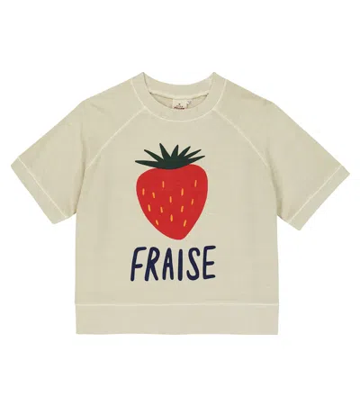 Jellymallow Kids' Bedrucktes T-shirt Aus Baumwolle In Oatmeal