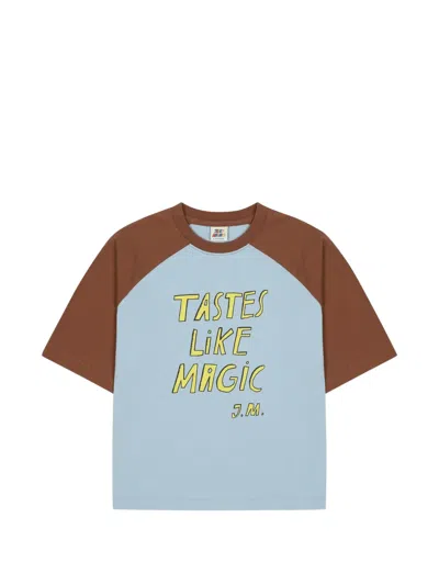 Jellymallow Kids' Slogan-print Raglan-sleeve T-shirt In Blue