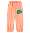 Jellymallow Smiling Frog Cotton Sweatpants In Orange