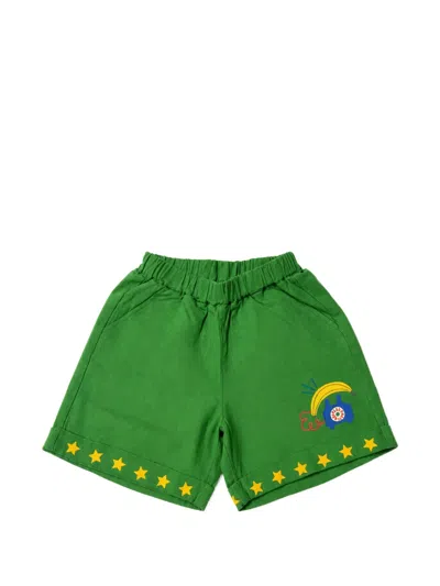 Jellymallow Kids' Star-print Graphic-print Shorts In Green