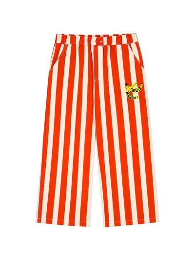 Jellymallow Kids' Stripe-print Logo-patch Trousers In Multi