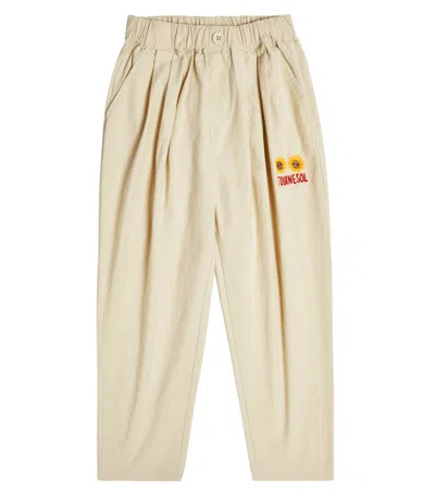 Jellymallow Kids' Bestickte Hose Tournesol Aus Baumwolle In Beige