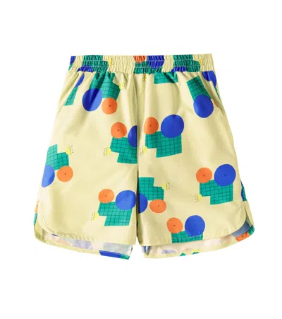 Jellymallow Kids' Tractor Printed Shorts In Yellow