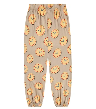 Jellymallow Kids' Watch Printed Cotton Sweatpants In Grey