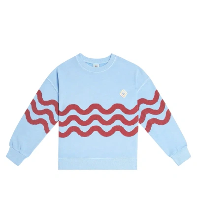 Jellymallow Kids' Wave Pigment Cotton Jersey Sweatshirt In Blue