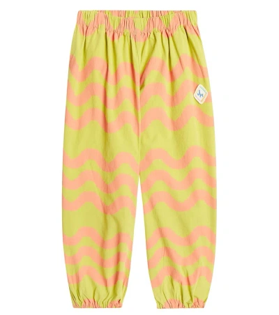 Jellymallow Kids' Wave Printed Cotton Sweatpants In Green